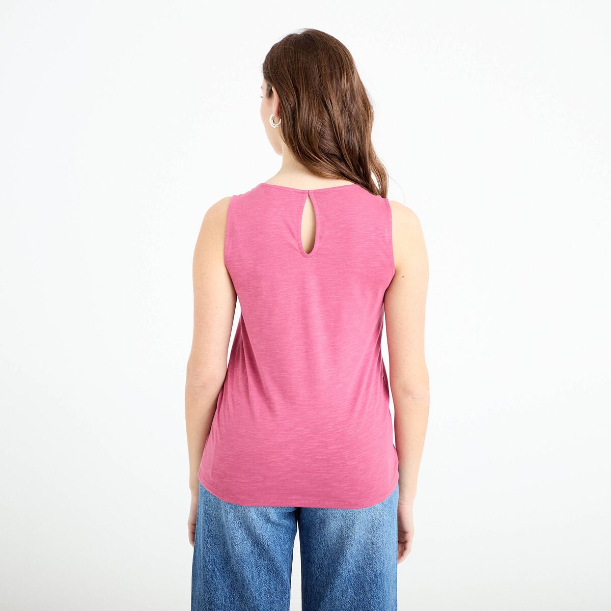 Débardeur col v vieux rose femme