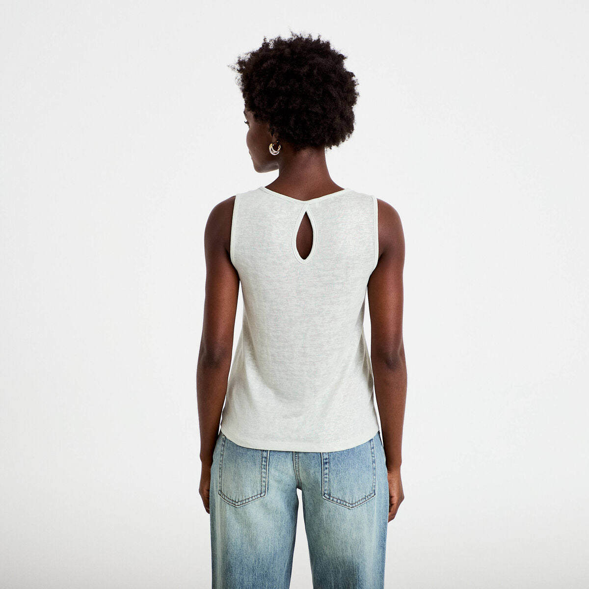 Débardeur col v gris argent femme