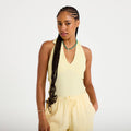 Top cintré sans manches avec relief jaune pastel femme