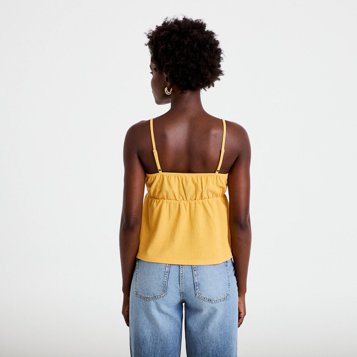 Débardeur détail bijou orange clair femme