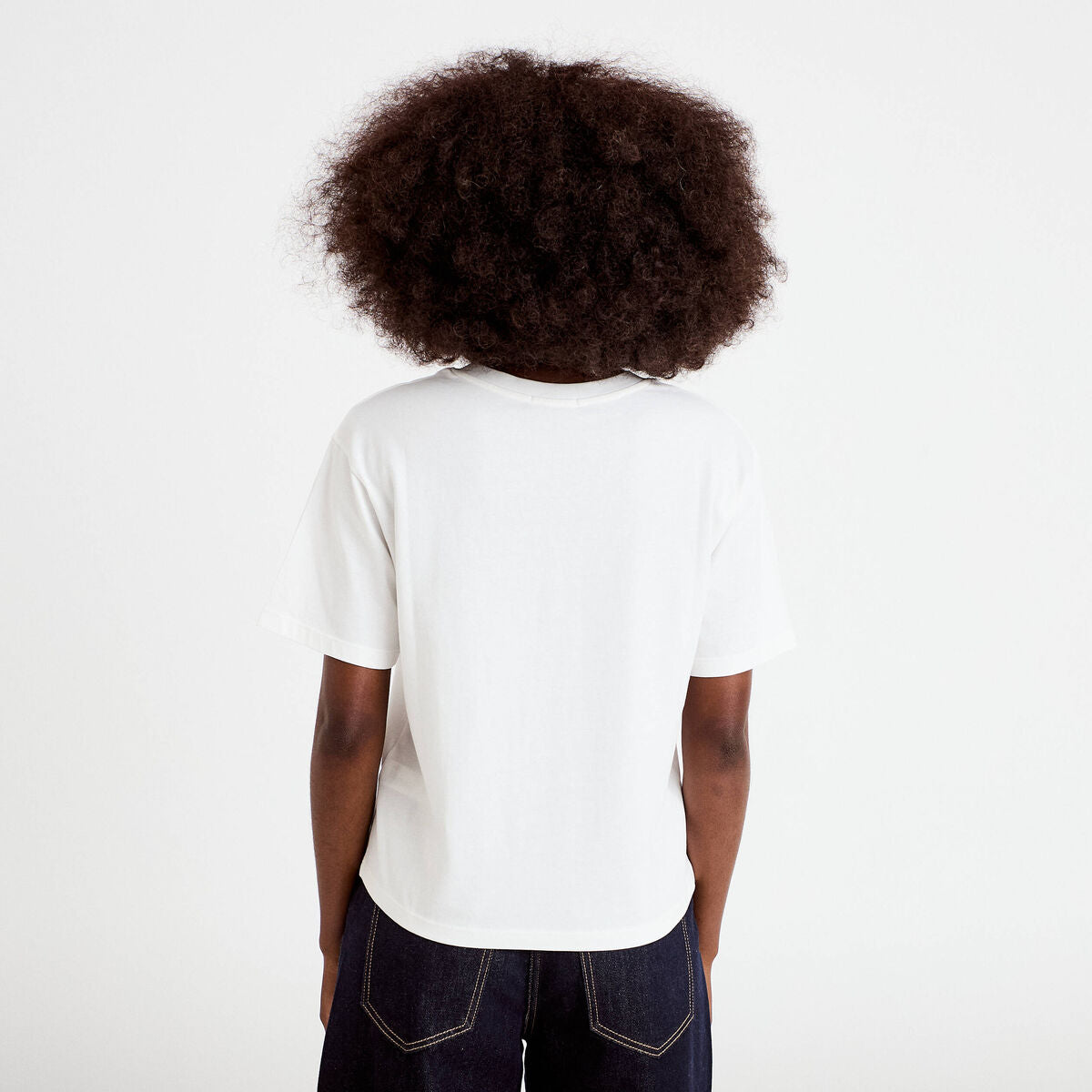 T-shirt col v manches courtes ecru femme