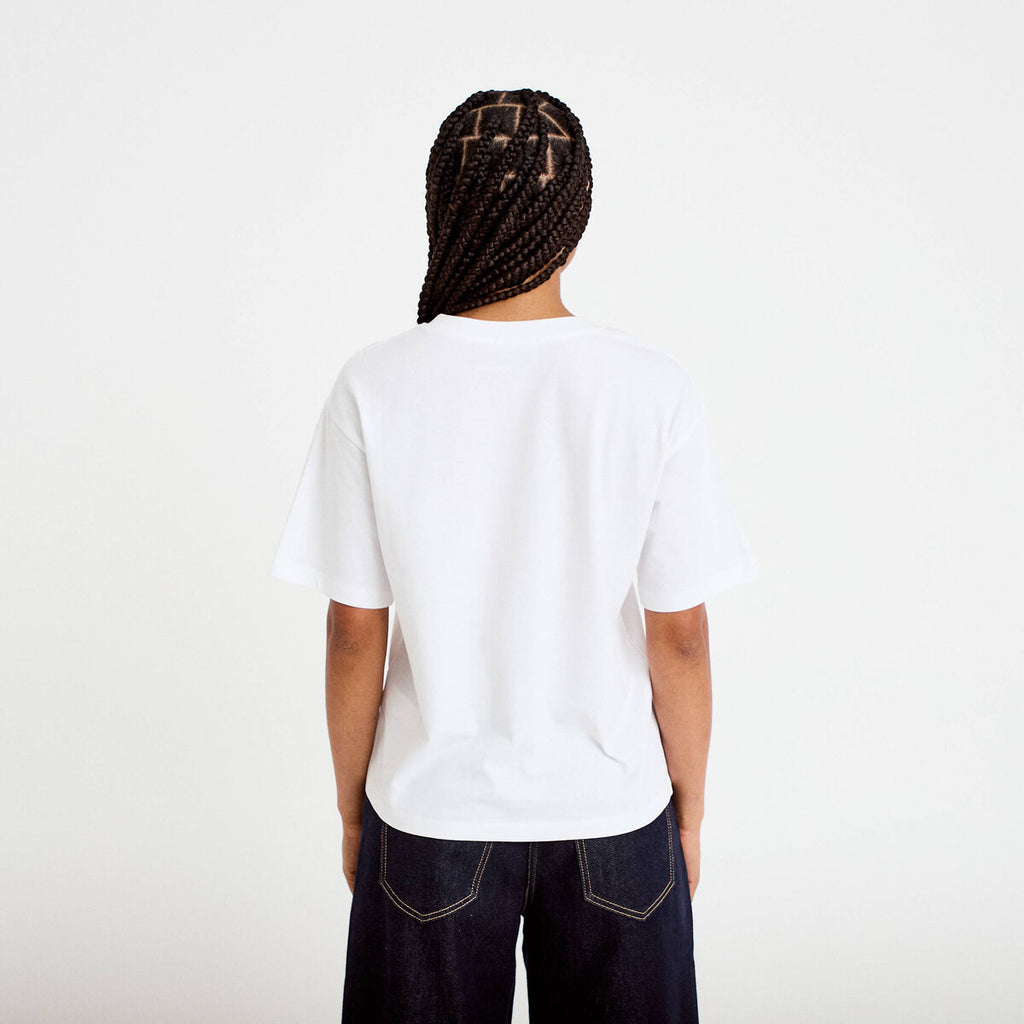 T-shirt col v manches courtes blanc femme