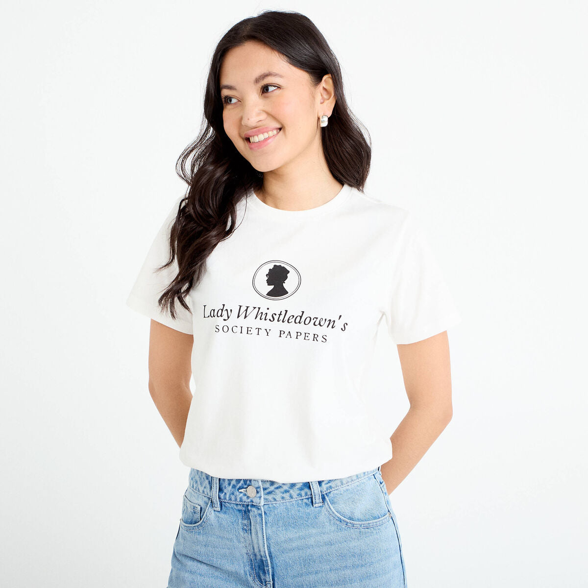 T-shirt col rond Bridgerton ecru femme