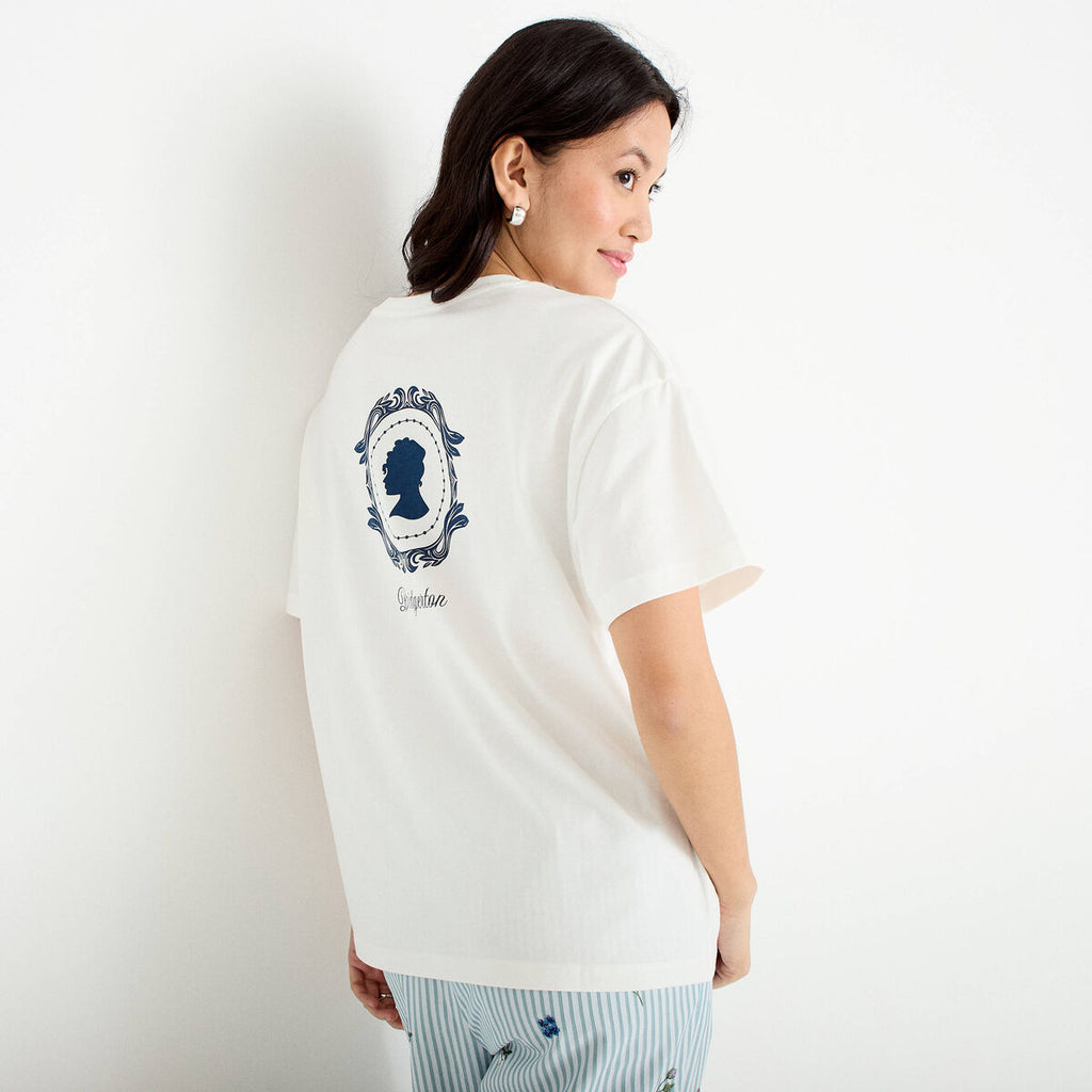 T-shirt oversize brodé Bridgerton ecru femme