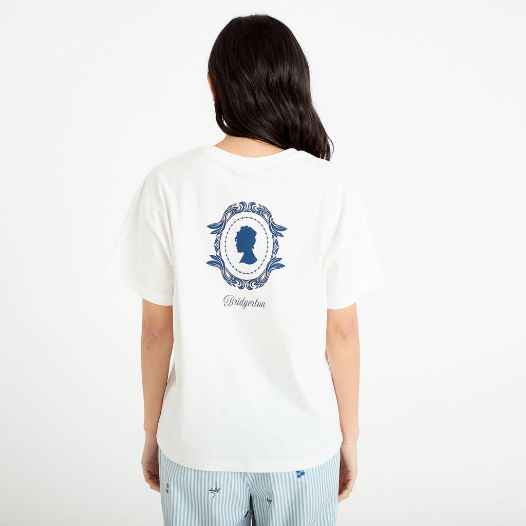 T-shirt oversize brodé Bridgerton ecru femme