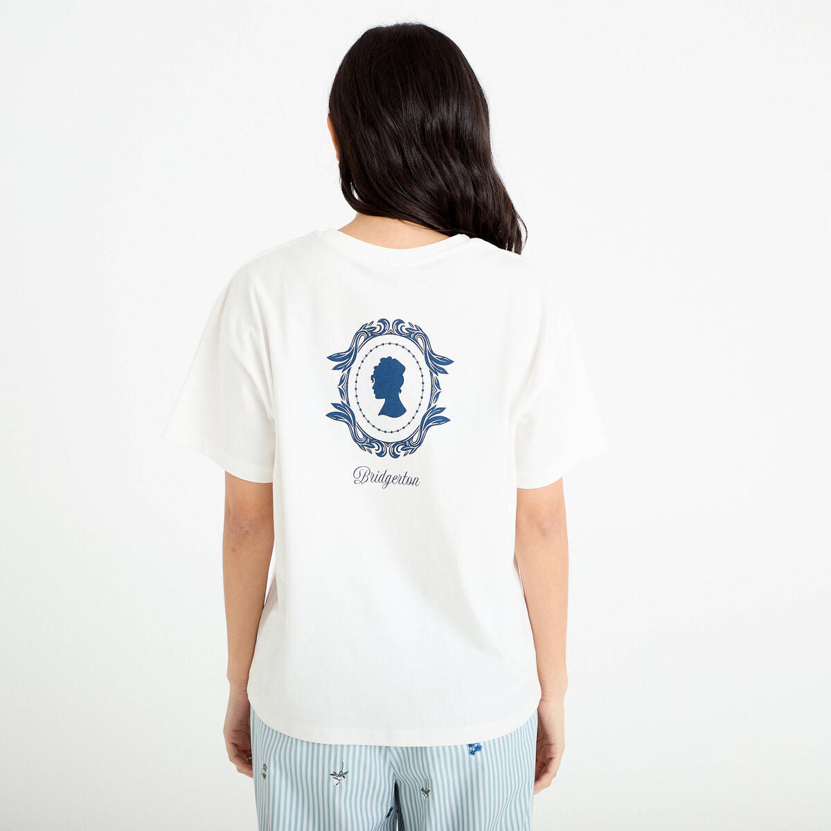 T-shirt oversize brodé Bridgerton ecru femme