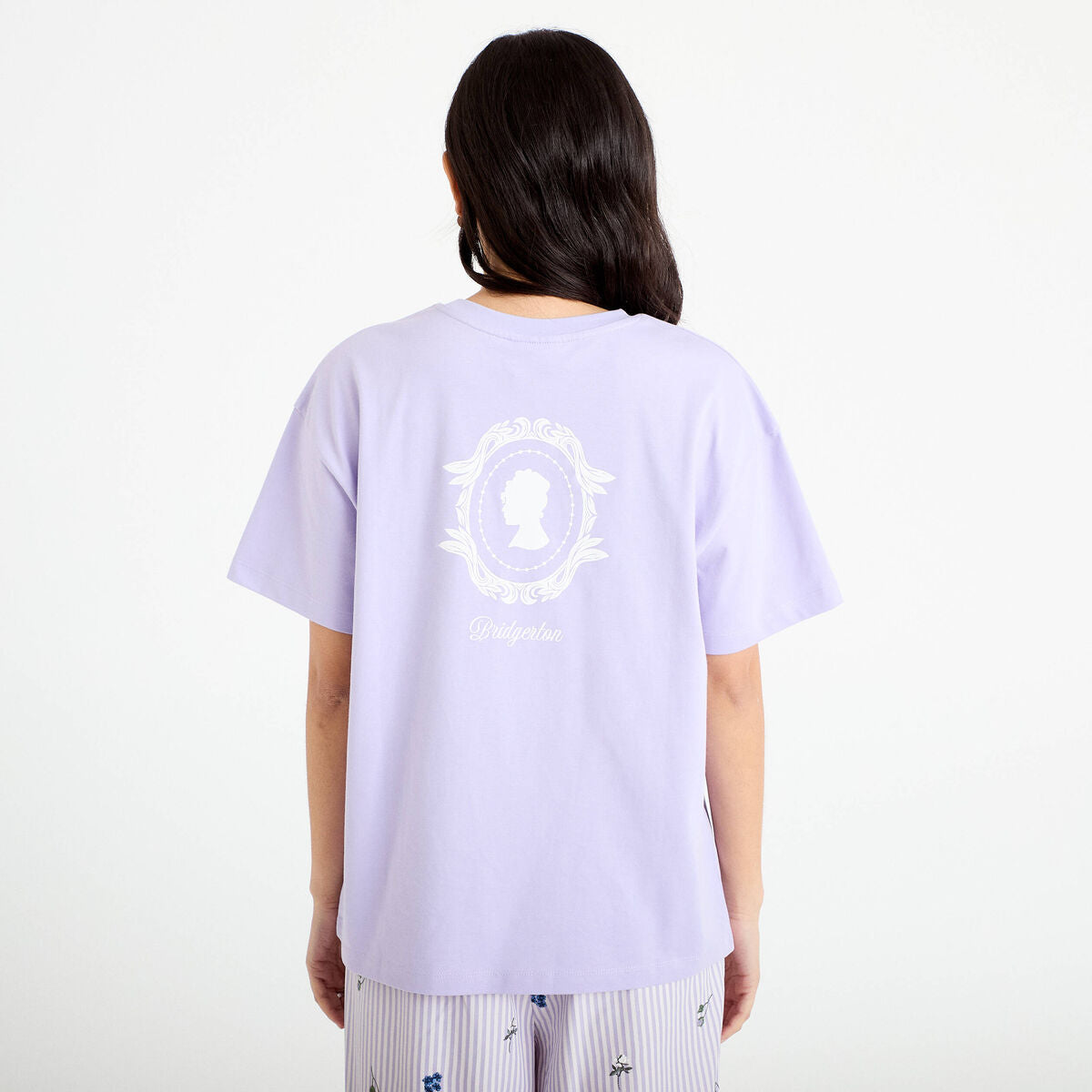 T-shirt oversize brodé Bridgerton parme femme