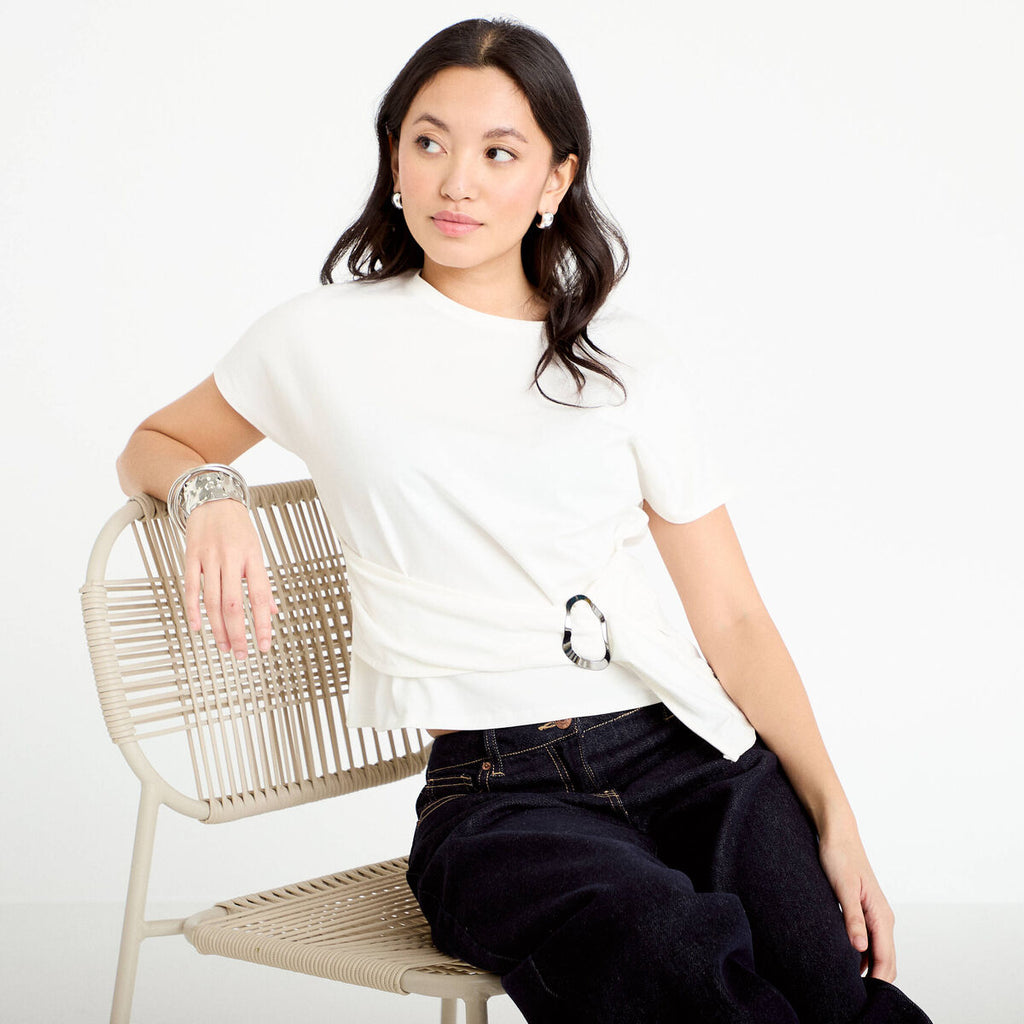 T-shirt ceinturé ecru femme