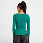 T-shirt col bateau vert émeraude femme