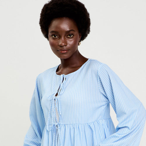 Blouse manches longues en crêpe blanc femme