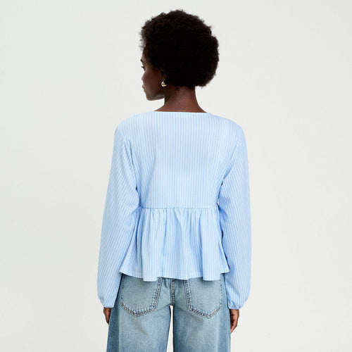 Blouse manches longues en crêpe blanc femme