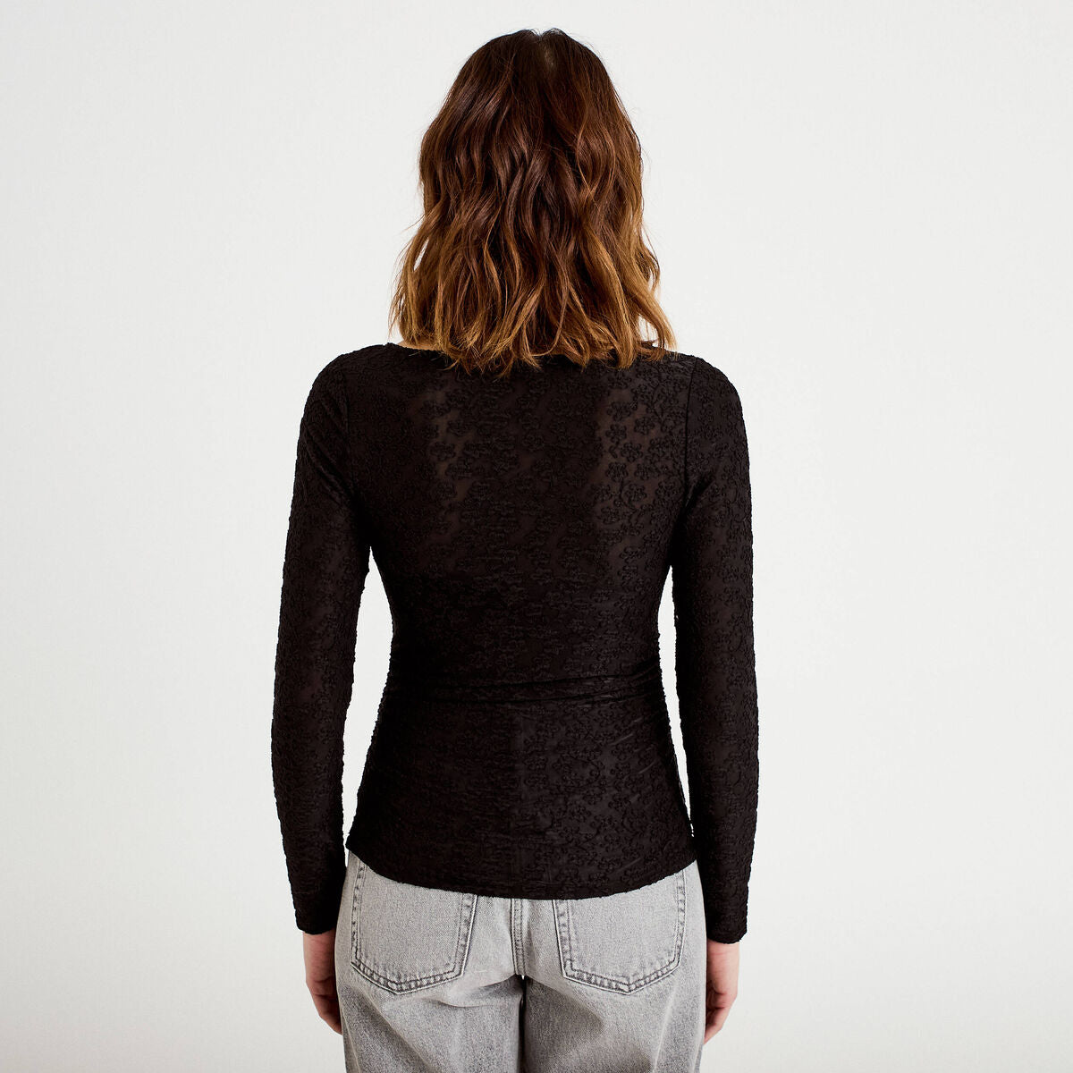 T-shirt motif en relief noir femme