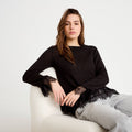 Pull détails de dentelle noir femme