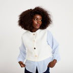 Pull chemise 2-en-1 ecru femme