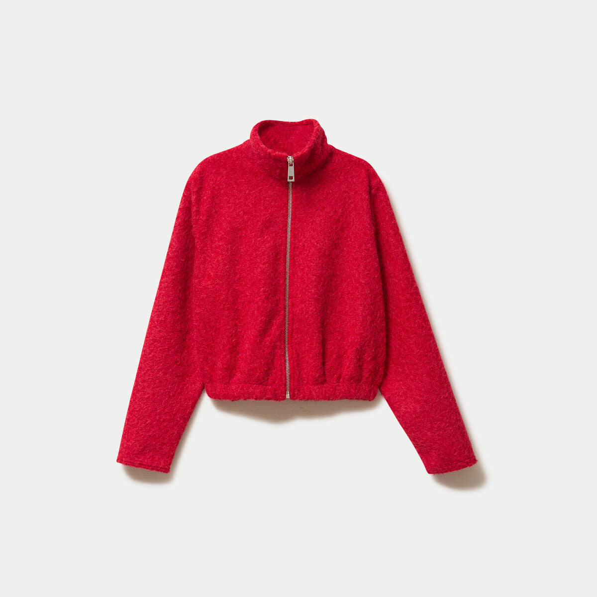 Veste zippée effet polaire rouge femme