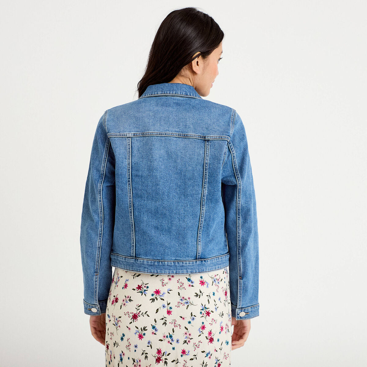 Veste cintrée en jean col classique denim double stone femme
