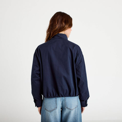 Blouson court bas resserré bleu marine femme