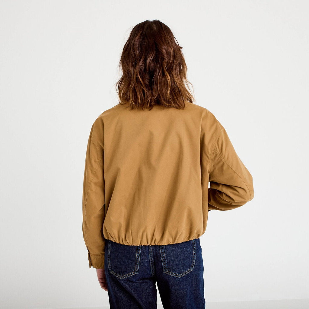 Blouson court bas resserré camel femme