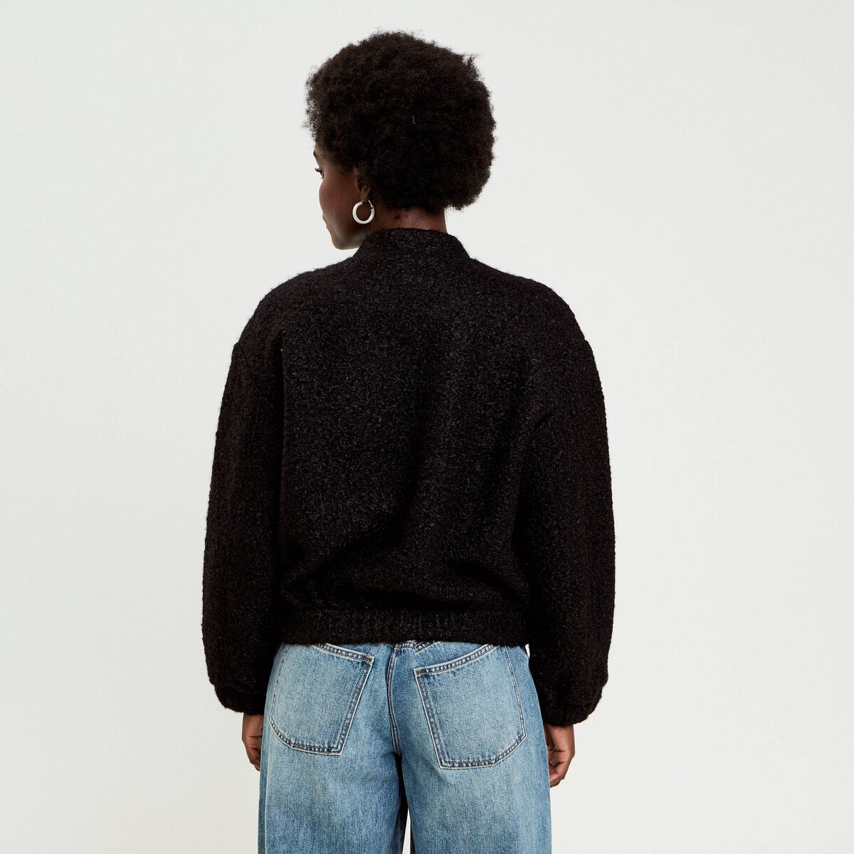 Veste teddy bouclette noir femme