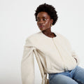 Veste cropped bas resserré ecru femme