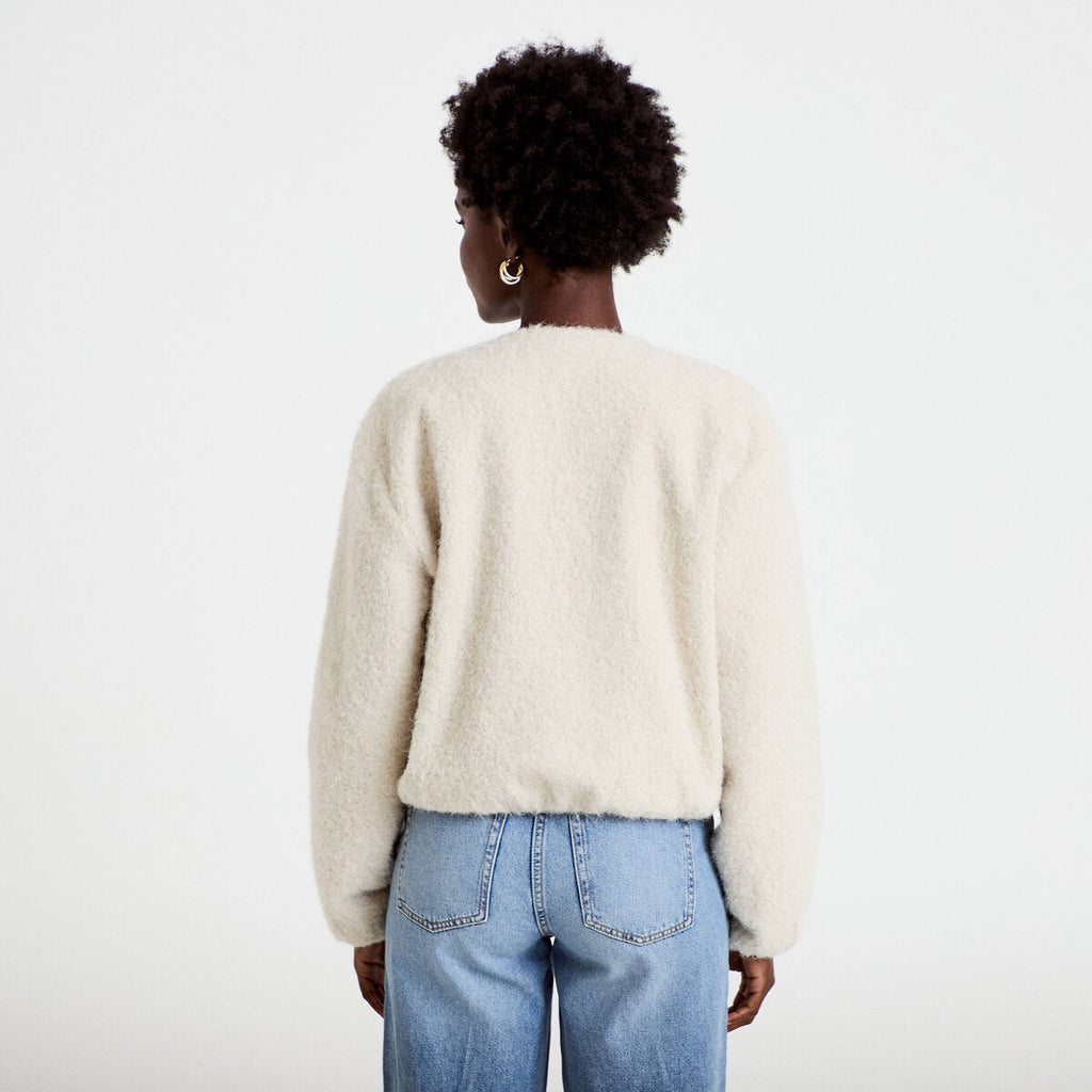 Veste cropped bas resserré ecru femme