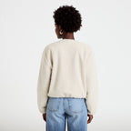 Veste cropped bas resserré ecru femme