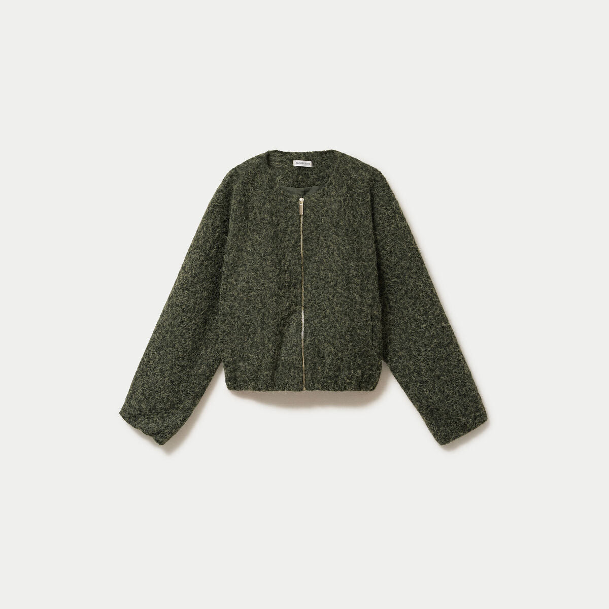 Veste cropped bas resserré vert kaki femme