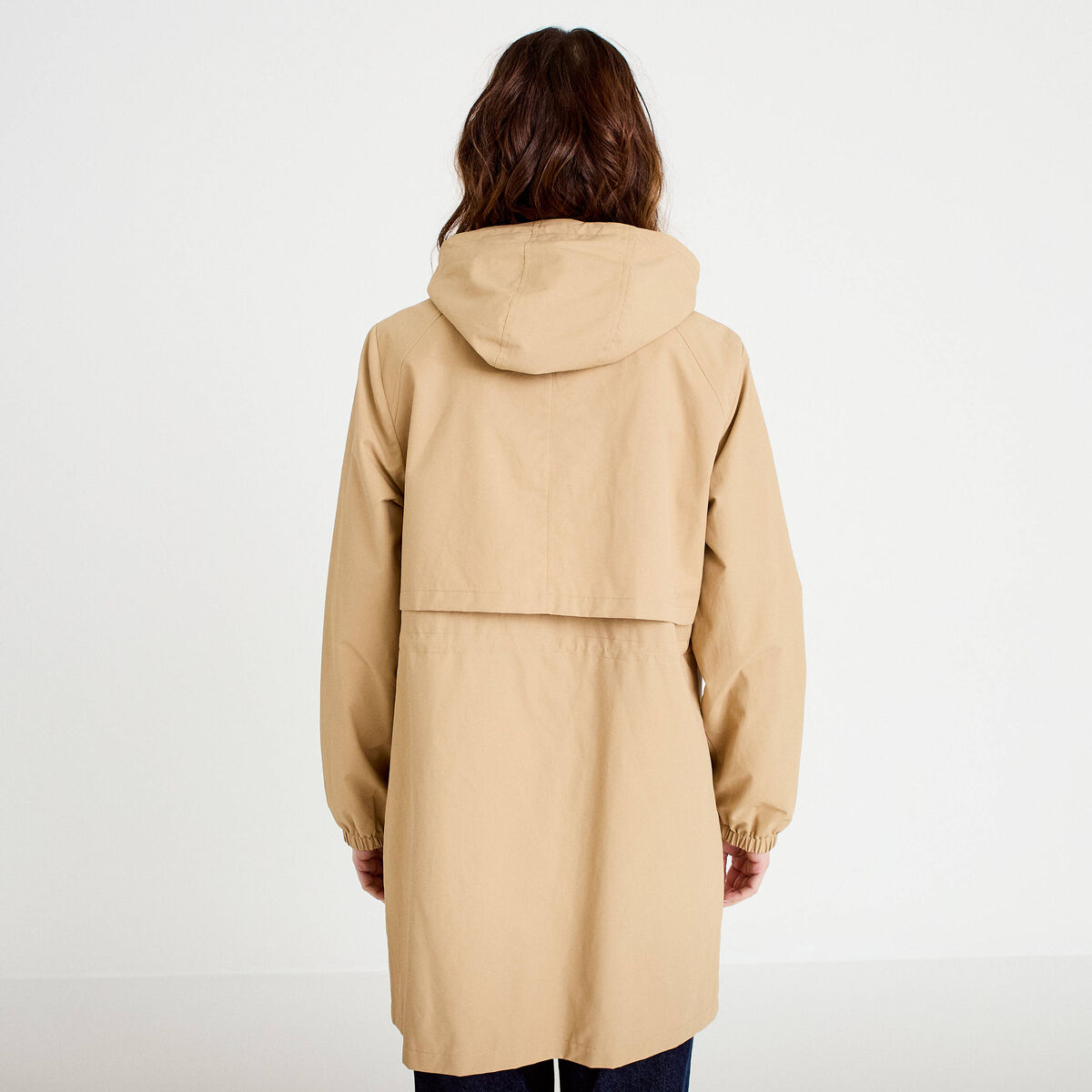 Parka à capuche taille ajustable beige femme