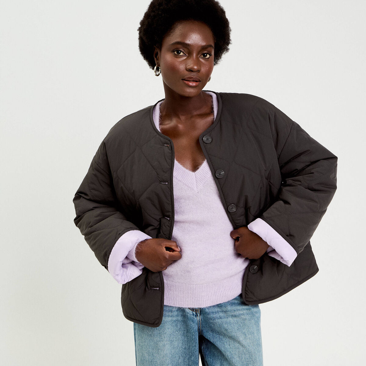 Veste matelassée bleu marine femme