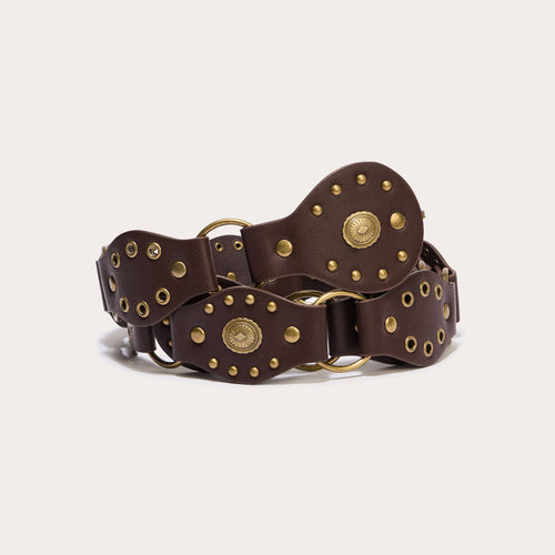 Ceinture large marron foncé femme
