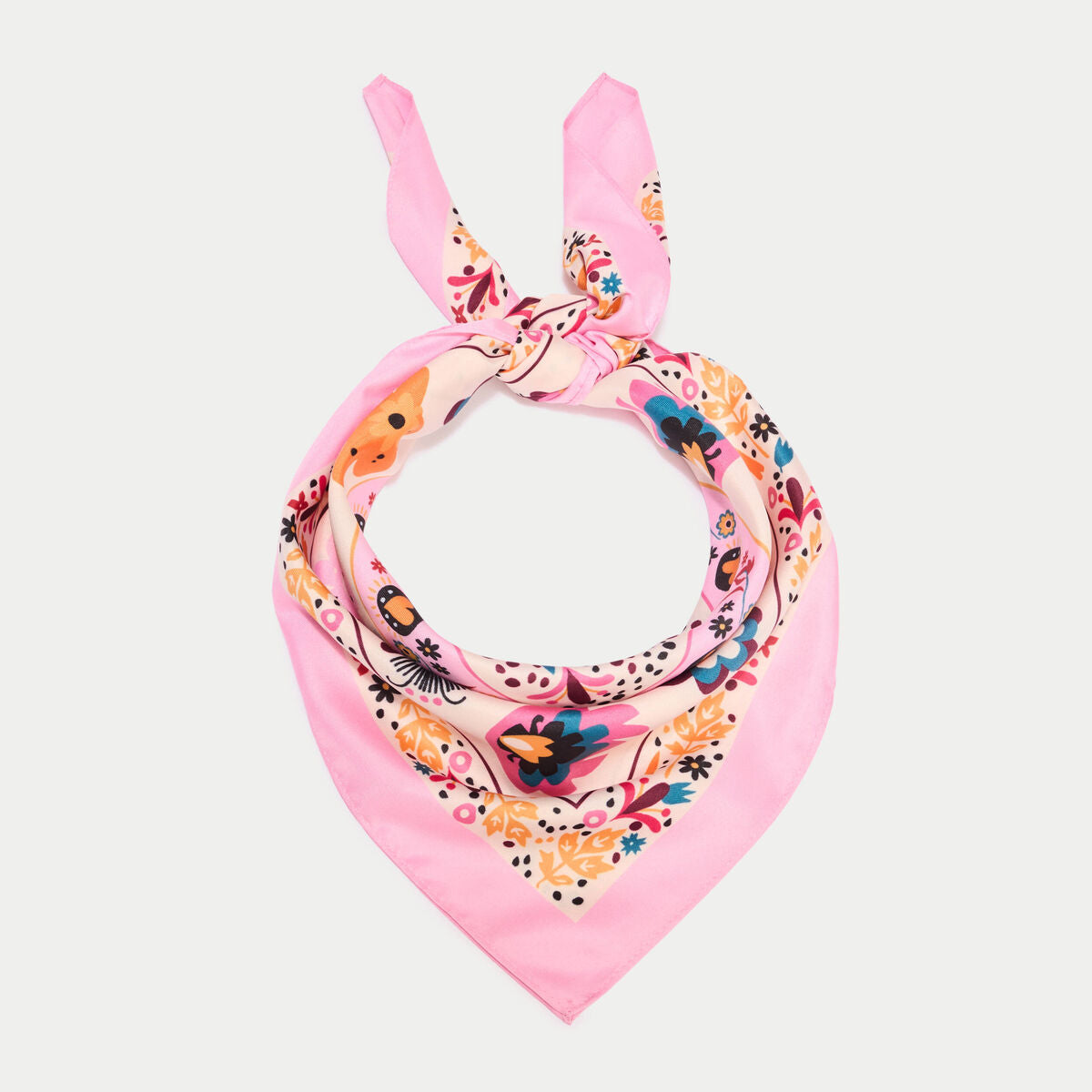 Foulard satiné soyeux rose clair femme