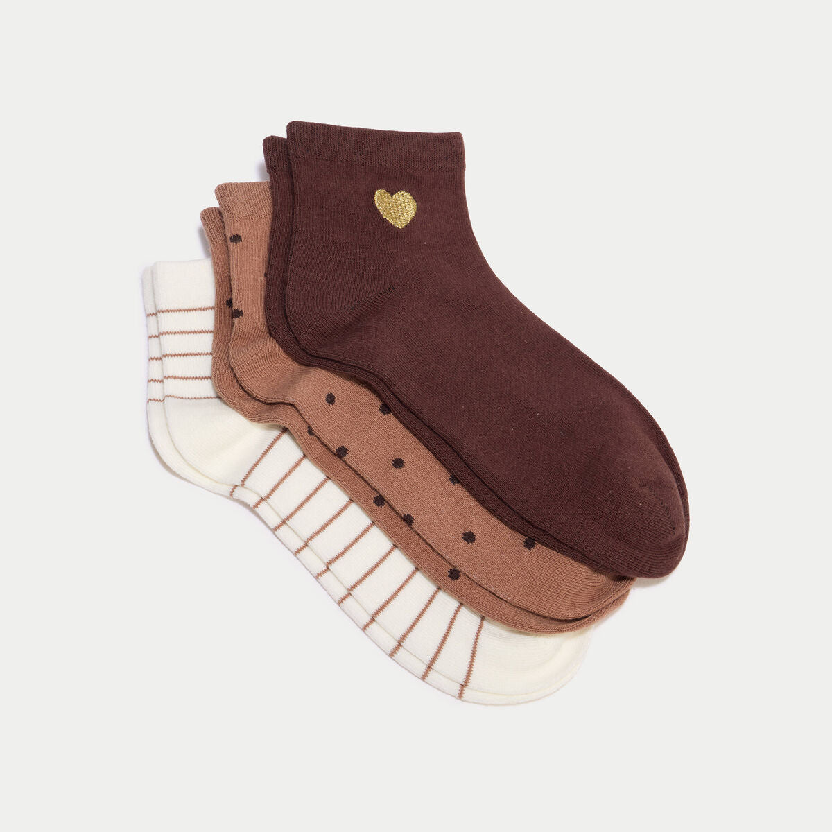 Lot de 3 paires chaussettes marron foncé femme