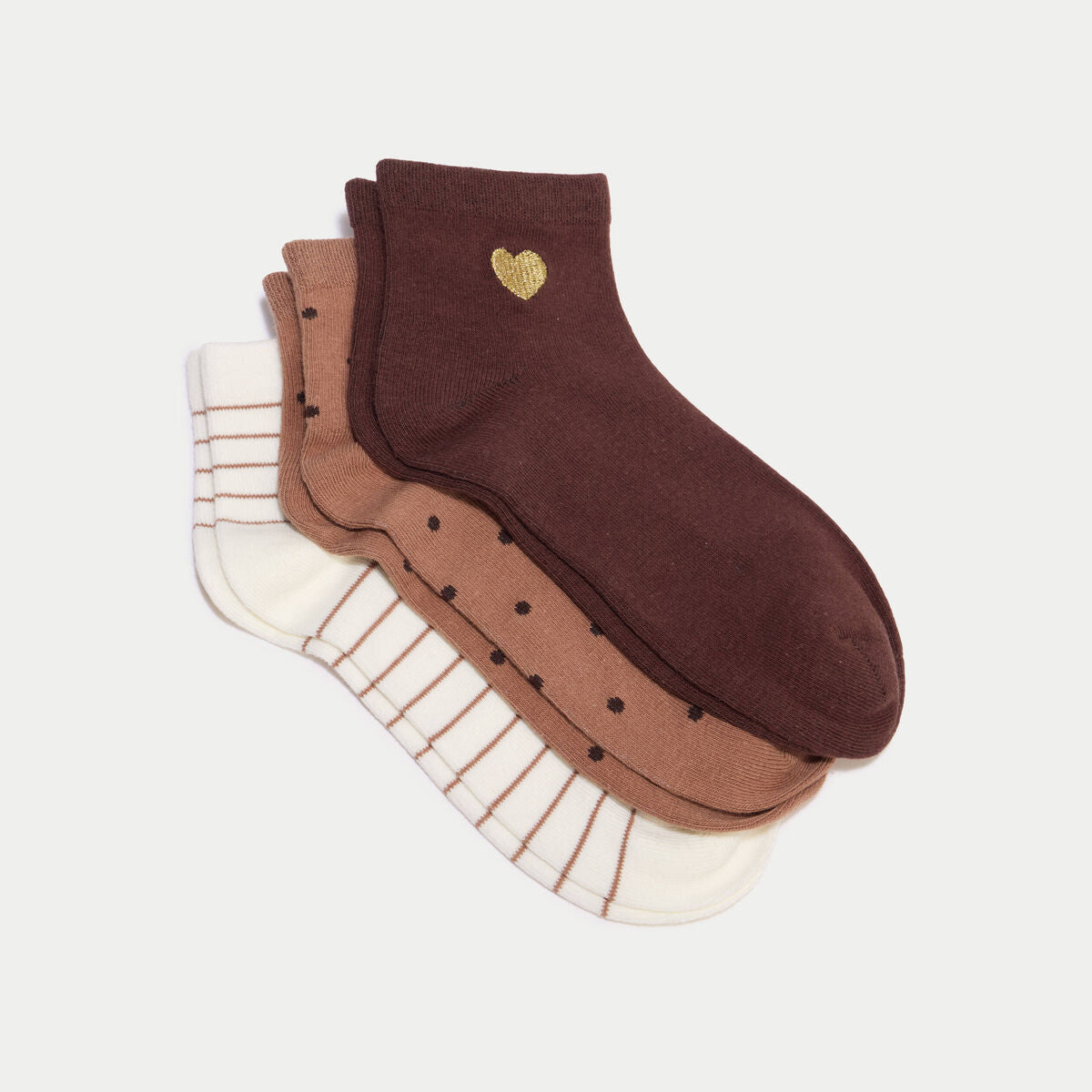 Lot de 3 paires chaussettes marron foncé femme