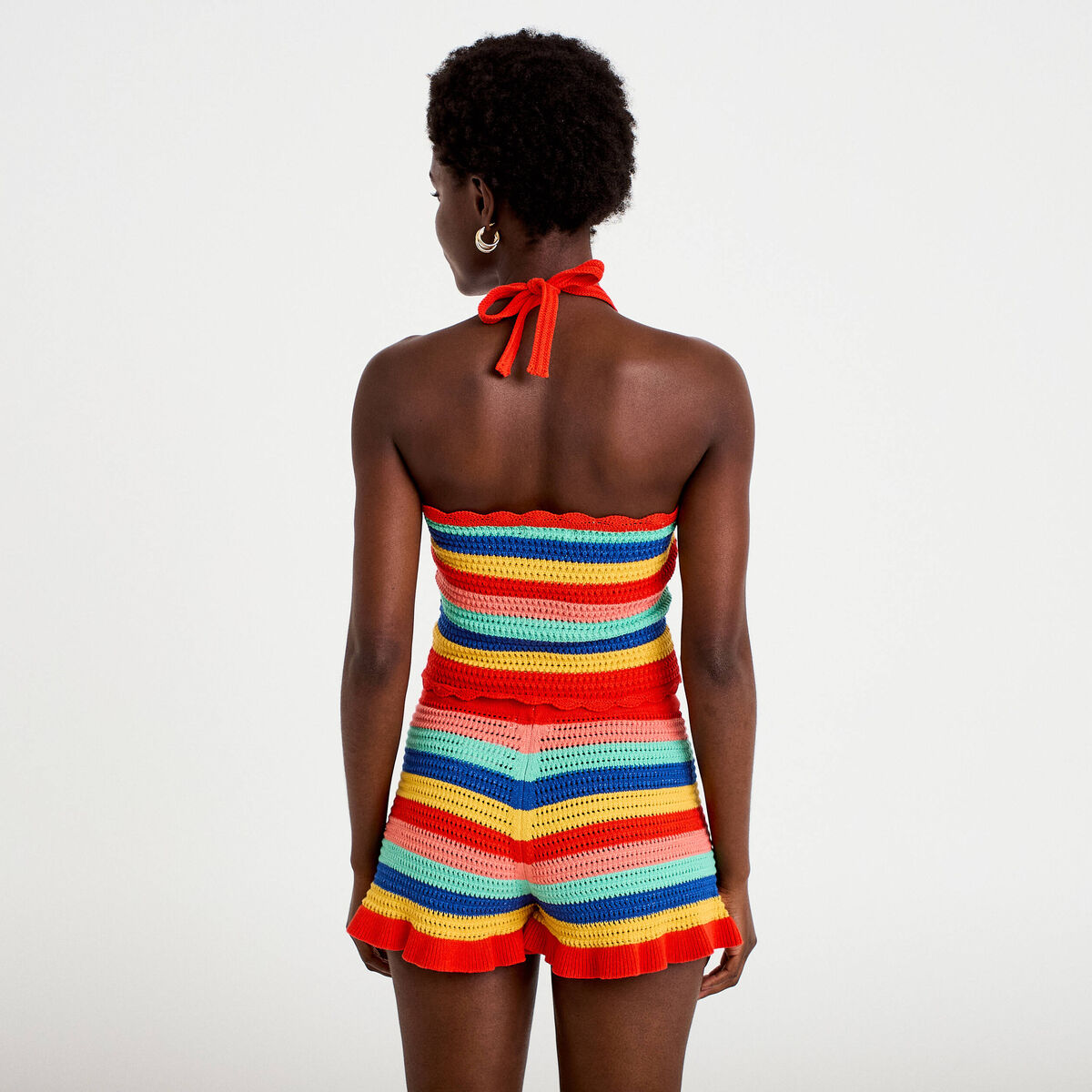 Débardeur dos nu en crochet rouge femme