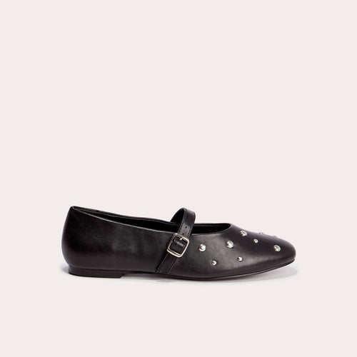 Ballerines à détails cloutés noir femme
