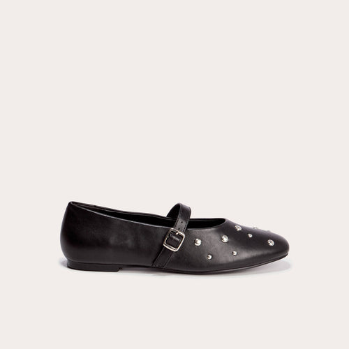 Ballerines à détails cloutés noir femme