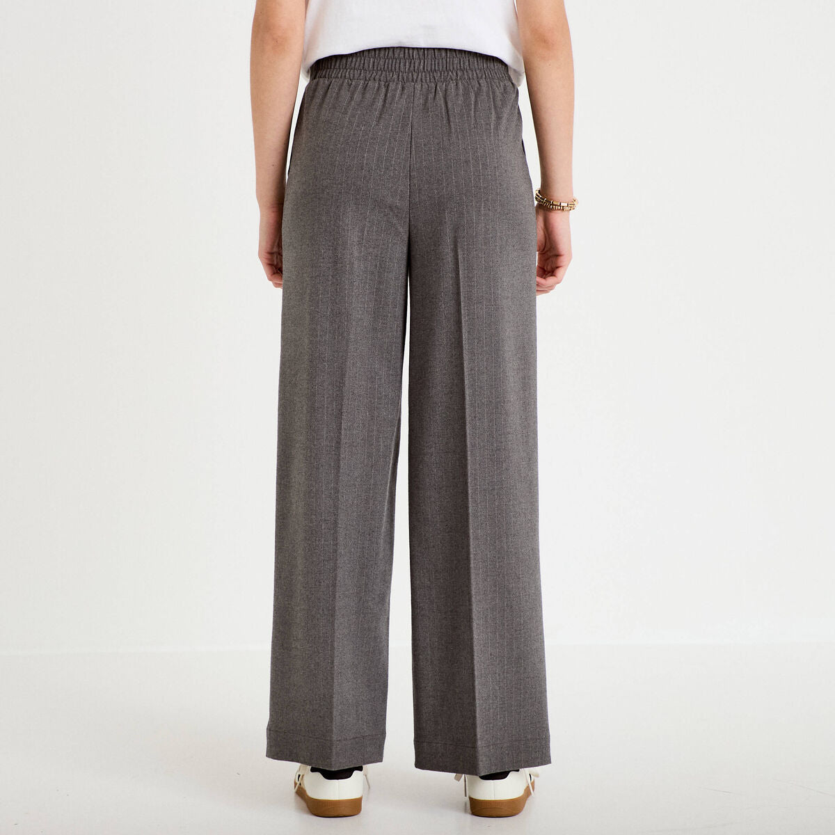 Pantalon large taille standard gris femme