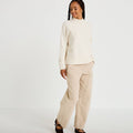 Pantalon chino coupe barrel beige femme