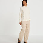 Pantalon chino coupe barrel beige femme