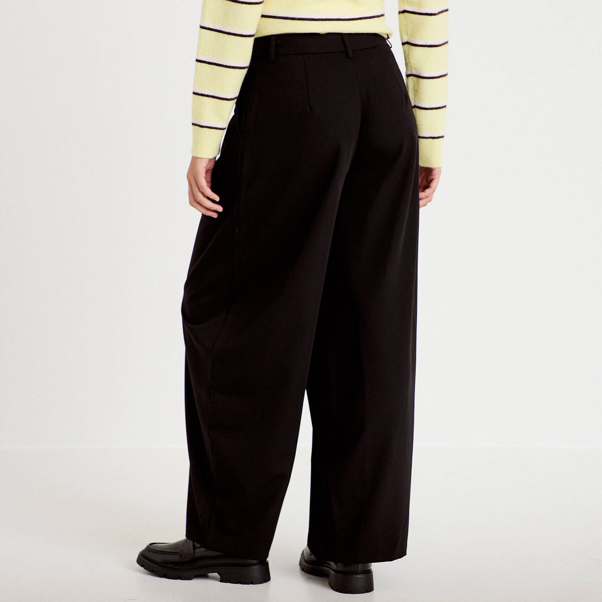 Pantalon barrel taille basse noir femme