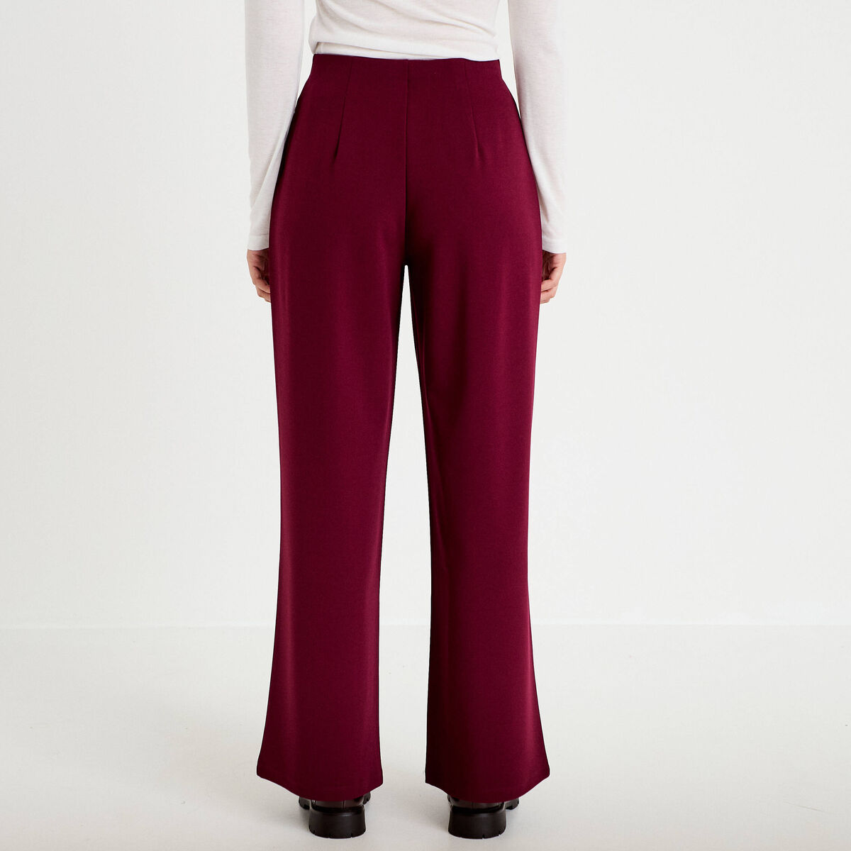 Pantalon large taille standard bordeaux femme