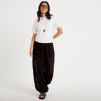 Pantalon bouffant taille standard noir femme