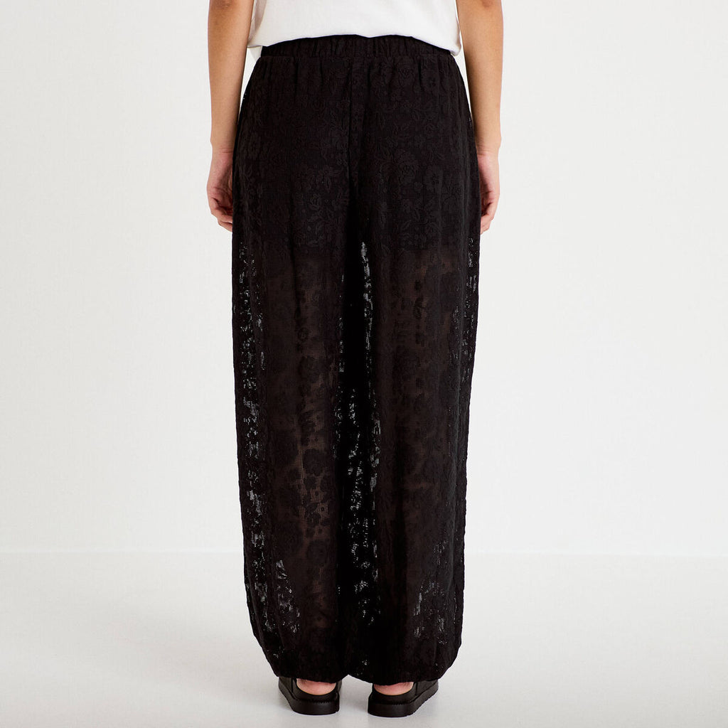 Pantalon bouffant taille standard noir femme