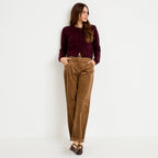 Pantalon barrel ceinture amovible taupe femme