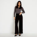 Pantalon bootcut en tweed noir femme
