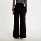 Pantalon bootcut en tweed noir femme