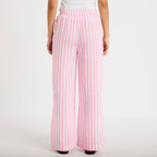 Pantalon large fluide taille standard rose femme