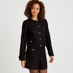 Short en tweed noir femme