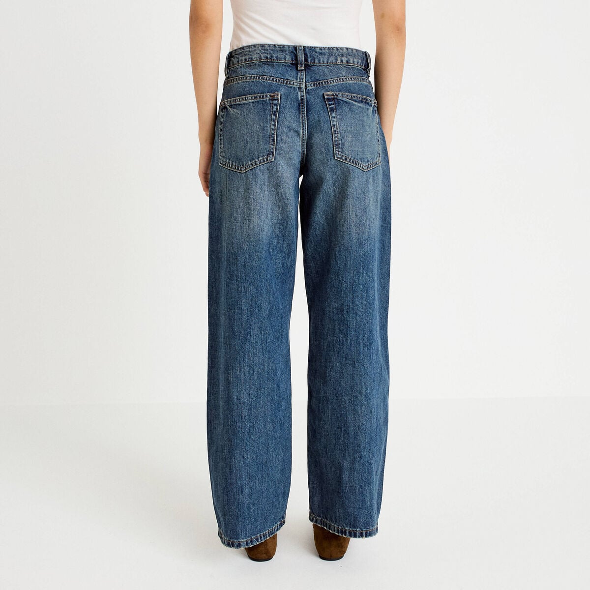 Jean wide leg taille basse denim double stone femme