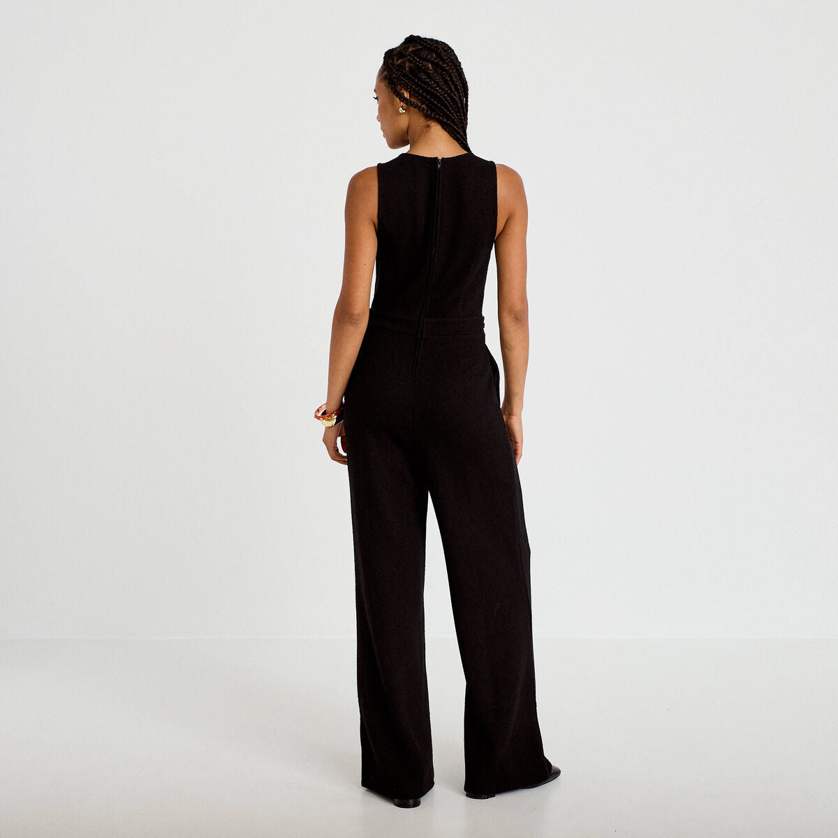 Combinaison large sans manches ceinturée noir femme